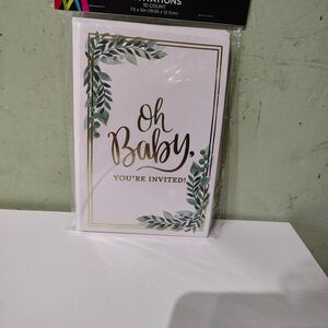 Source Unknown Oh Baby Invitation Cards - Gold and Green